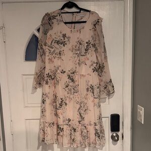 Calvin Klein Pink Floral Long Sleeve Dress